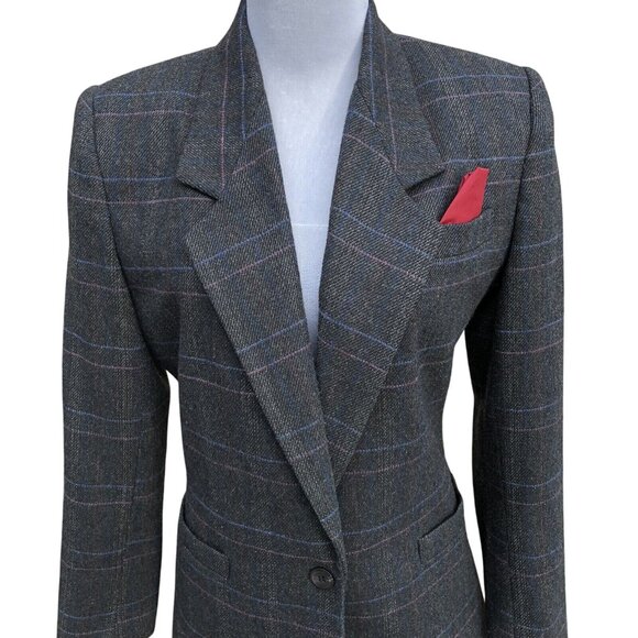 Vtg Sasson Womens Power Professional Suit 80s Single Breast Jacket Skirt Sz 6/7 - Picture 2 of 9